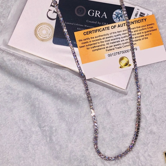 GRA certified VVS D clarity Moissanite diamond tennis necklace PASS diamond test - Picture 6 of 9